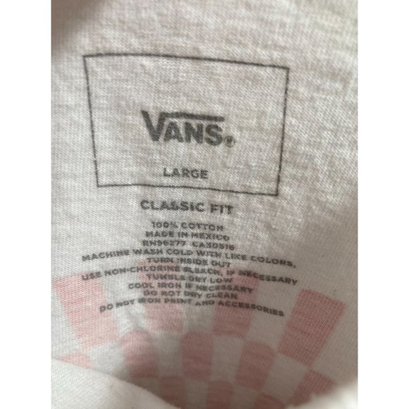 Vans V66 Off The Wall Psychedelic White Long Sleeve Tshirt Salmon Checkers NWOT - Picture 5 of 5